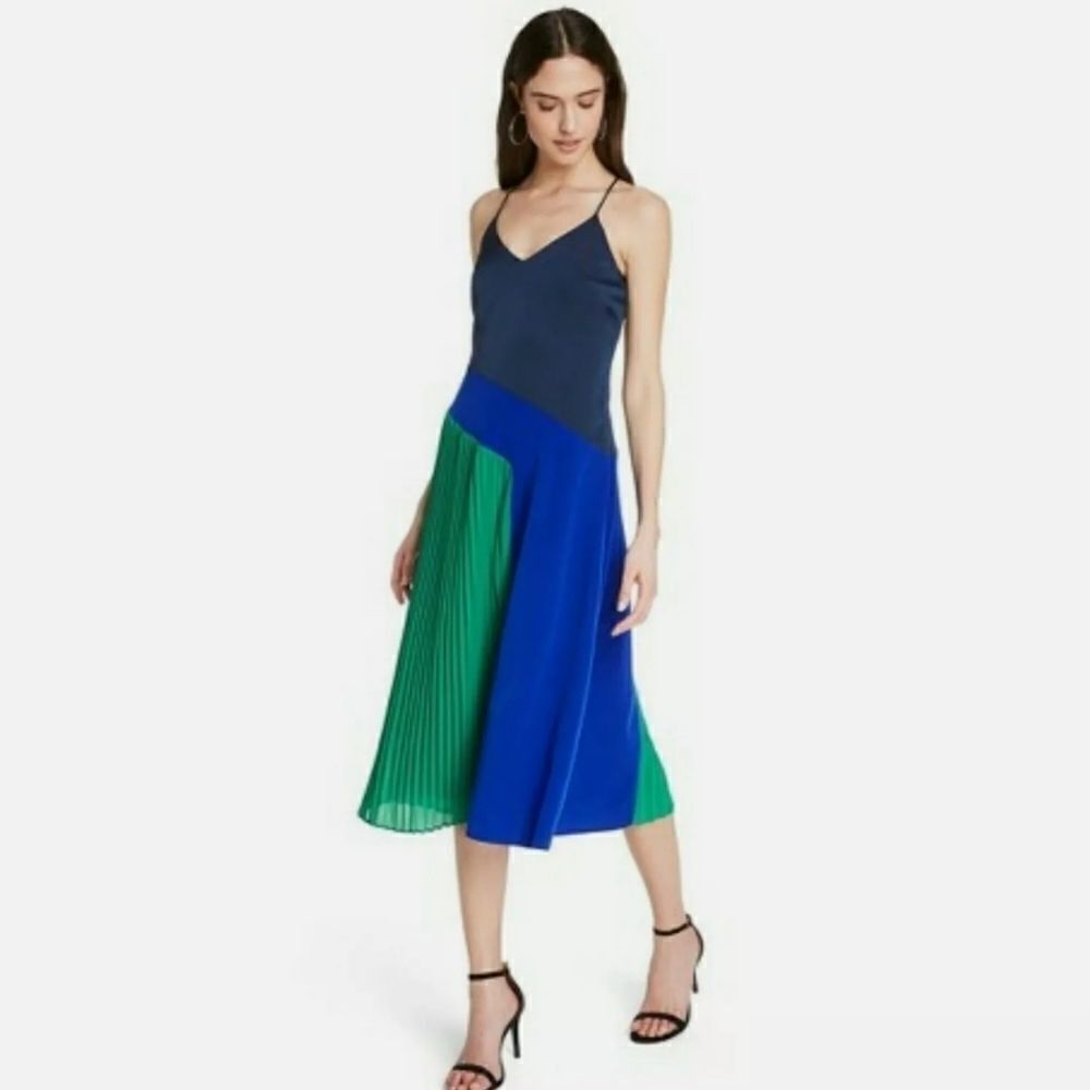 Women's Pleated Dress - CUSHNIE - black/Blue/Green